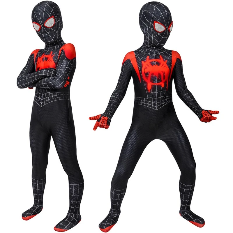 Kids Miles Morales Costume Spider-Man Into The Spider-Verse Cosplay Suit 1 Kids Miles Morales Costume Spider-Man Into The Spider-Verse Cosplay Suit
