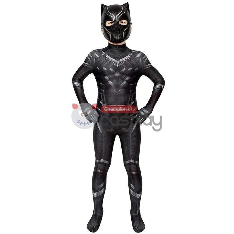 Kids Captain America Civil War T'Challa Cosplay Costume Black Panther Jumpsuit 2 Kids Captain America Civil War T'Challa Cosplay Costume Black Panther Jumpsuit - Image 2
