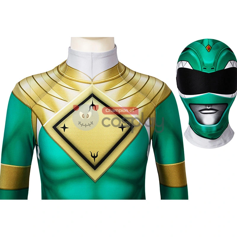 Mighty Morphin Power Rangers Cosplay Costume Green Ranger Jumpsuit For Kids 9 Mighty Morphin Power Rangers Cosplay Costume Green Ranger Jumpsuit For Kids - Image 9