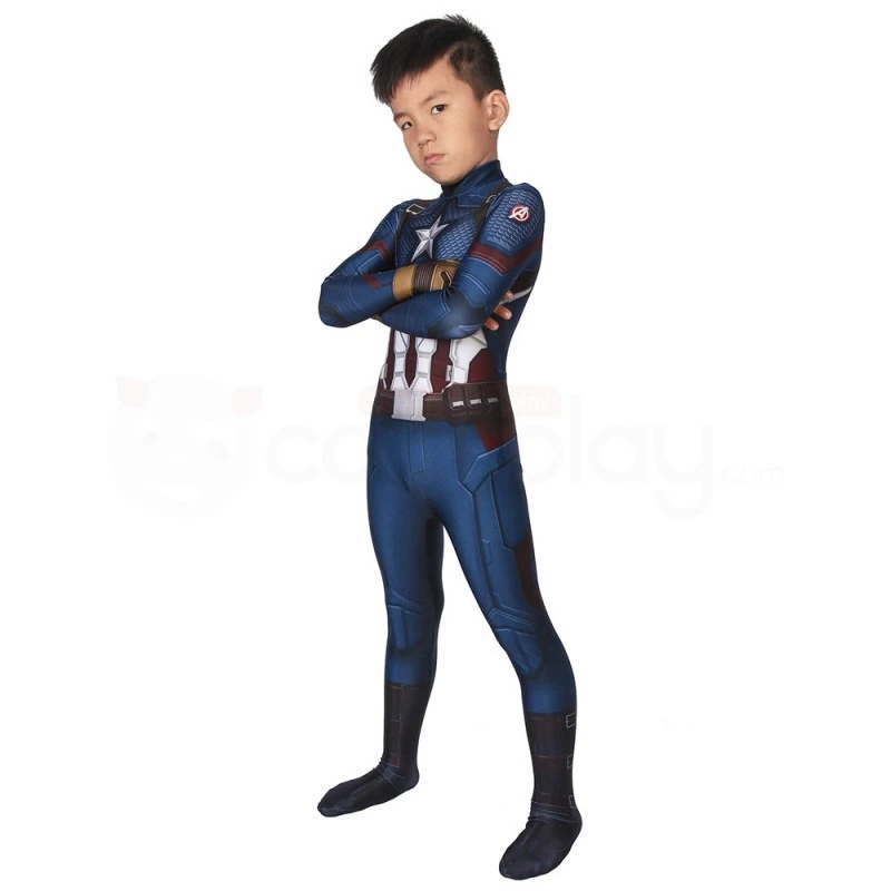 Kids Captain America 3D Jumpsuit Avengers Endgame Steven Rogers Cosplay Costume 2 Kids Captain America 3D Jumpsuit Avengers Endgame Steven Rogers Cosplay Costume - Image 2