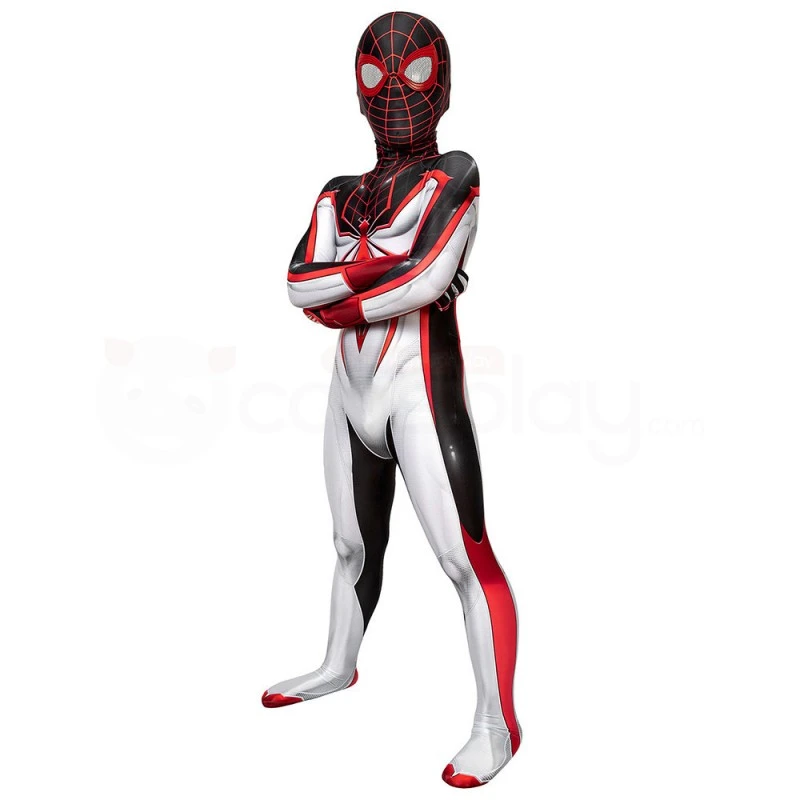 Kids Spider-Man TRACK Suit White Spiderman Miles Morales Cosplay Costume 2 Kids Spider-Man TRACK Suit White Spiderman Miles Morales Cosplay Costume - Image 2
