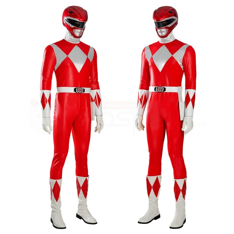 Red Ranger Costume Mighty Morphin Power Rangers Jason Lee Scott Cosplay Suit 2 Red Ranger Costume Mighty Morphin Power Rangers Jason Lee Scott Cosplay Suit - Image 2