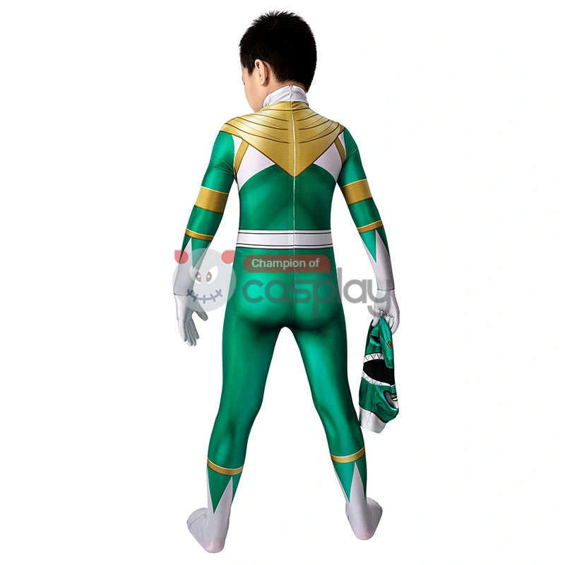 Mighty Morphin Power Rangers Cosplay Costume Green Ranger Jumpsuit For Kids 2 Mighty Morphin Power Rangers Cosplay Costume Green Ranger Jumpsuit For Kids - Image 2