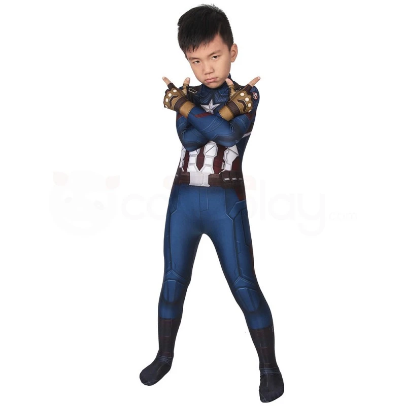 Kids Captain America 3D Jumpsuit Avengers Endgame Steven Rogers Cosplay Costume 3 Kids Captain America 3D Jumpsuit Avengers Endgame Steven Rogers Cosplay Costume - Image 3