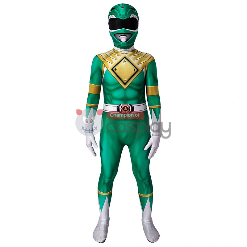 Mighty Morphin Power Rangers Cosplay Costume Green Ranger Jumpsuit For Kids 1 Mighty Morphin Power Rangers Cosplay Costume Green Ranger Jumpsuit For Kids