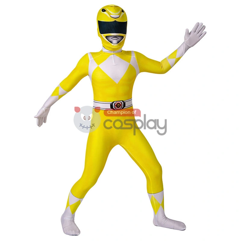 Mighty Morphin Power Rangers Cosplay Costume Yellow Ranger Suit For Kids 8 Mighty Morphin Power Rangers Cosplay Costume Yellow Ranger Suit For Kids - Image 8