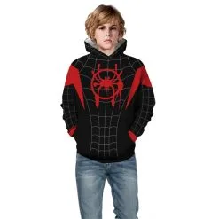 Kids Spider-Man Into The Spider-Verse Pattern Miles Morales Long Sleeve Hoodie -Ready To Ship Sales TZ 129 3 800x800 1