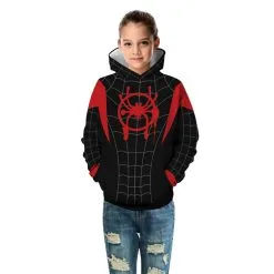 Kids Spider-Man Into The Spider-Verse Pattern Miles Morales Long Sleeve Hoodie -Ready To Ship Sales TZ 129 4 800x800 1