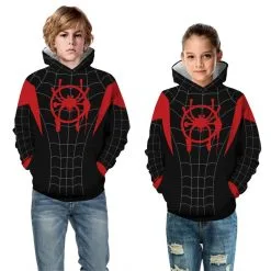 Kids Spider-Man Into The Spider-Verse Pattern Miles Morales Long Sleeve Hoodie -Ready To Ship Sales TZ 129 5 800x800 1